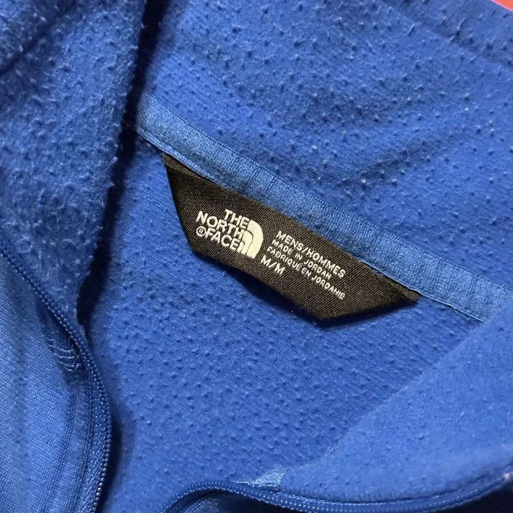 The North Face Tech 1/4 Zip Fleece Jacket Men's Blue Embroidered Stretch Size M